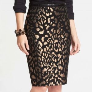 Ann Taylor Rose Gold Leopard Print Pencil Skirt